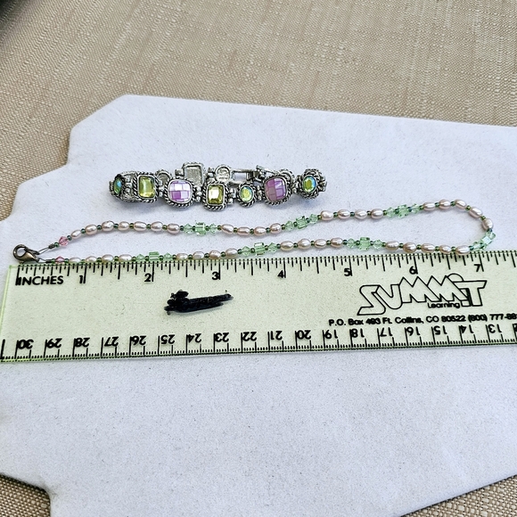 SET! 925 Pearl & Glass Bead Choker with Lia Sophia Granada Bracelet SET! - Picture 11 of 13